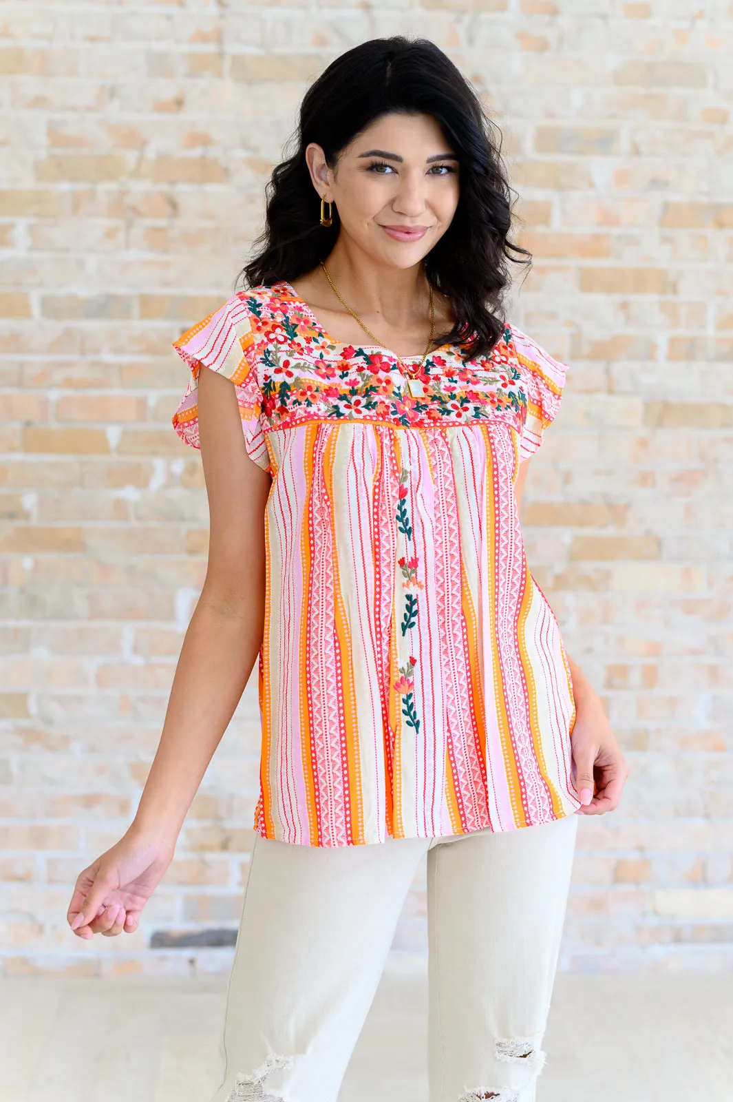 Flutter Sleeve Orange Blossom Blouse