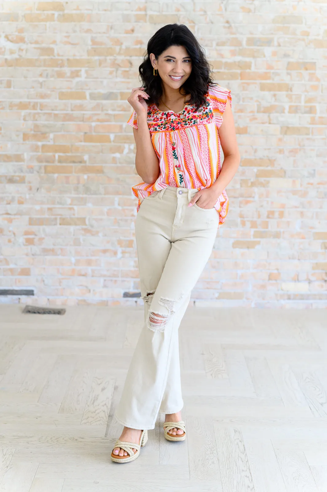 Flutter Sleeve Orange Blossom Blouse