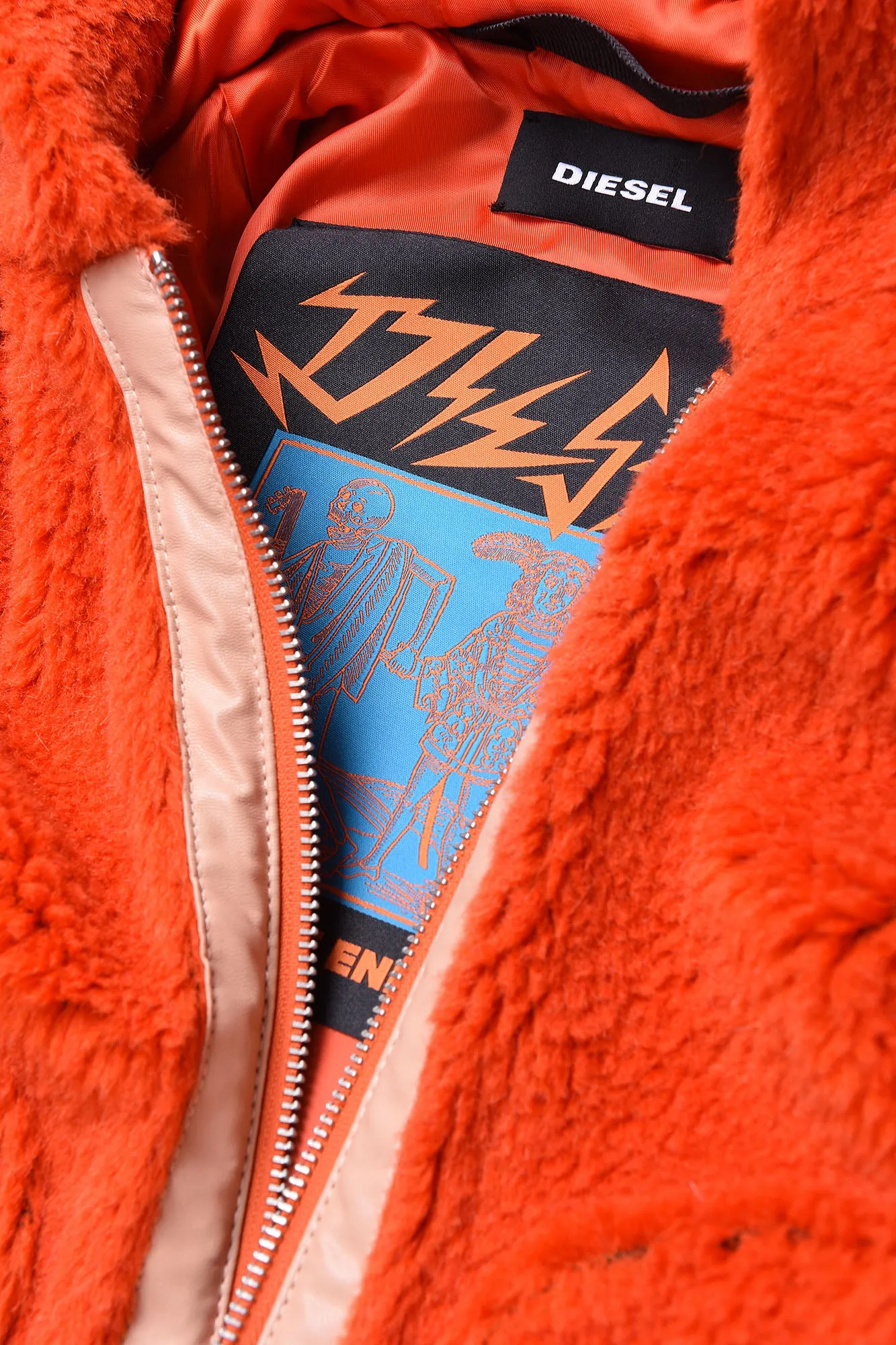 Orange Fluffy Jacket with Hood