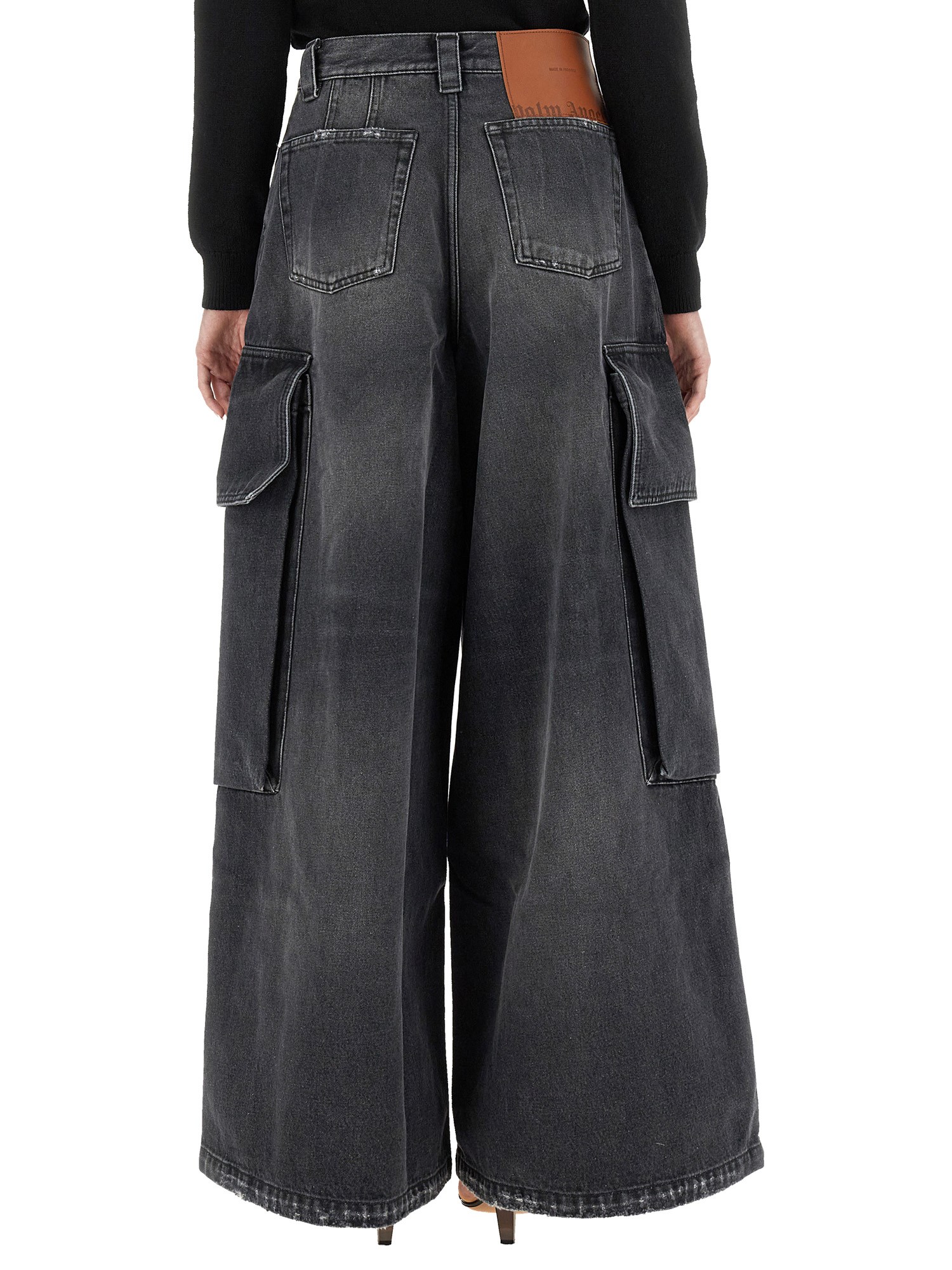 Wide Cotton Denim Parachute Jeans by PALM ANGELS