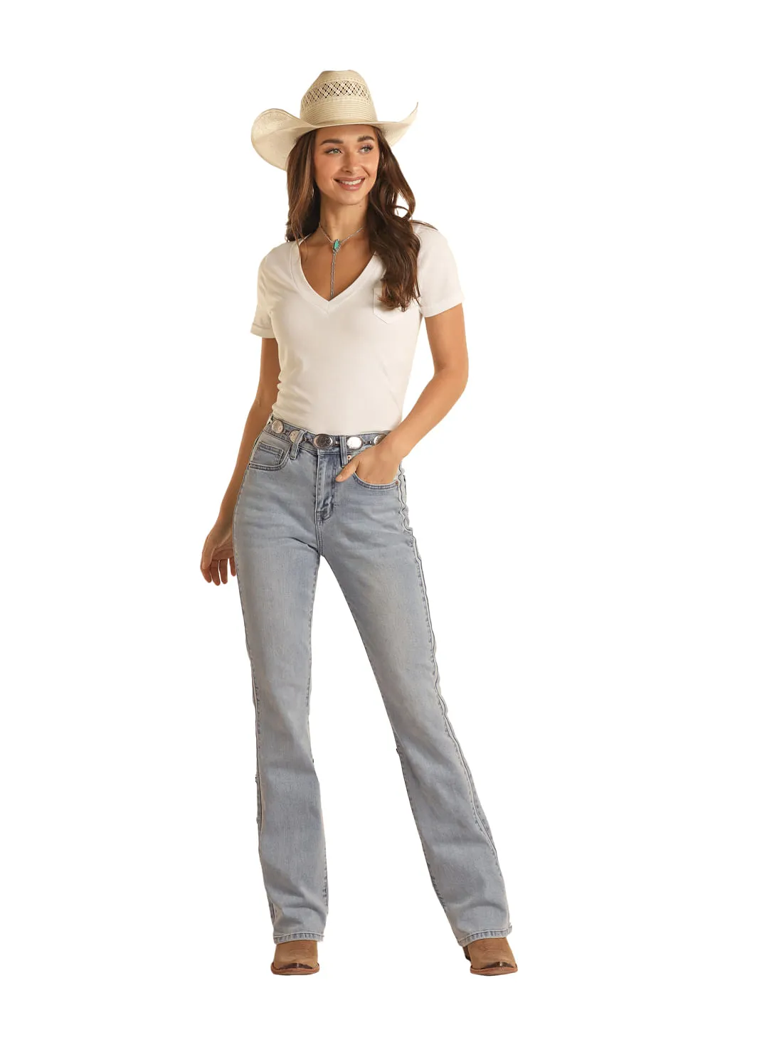 Women's High Rise Two Tone Jeans