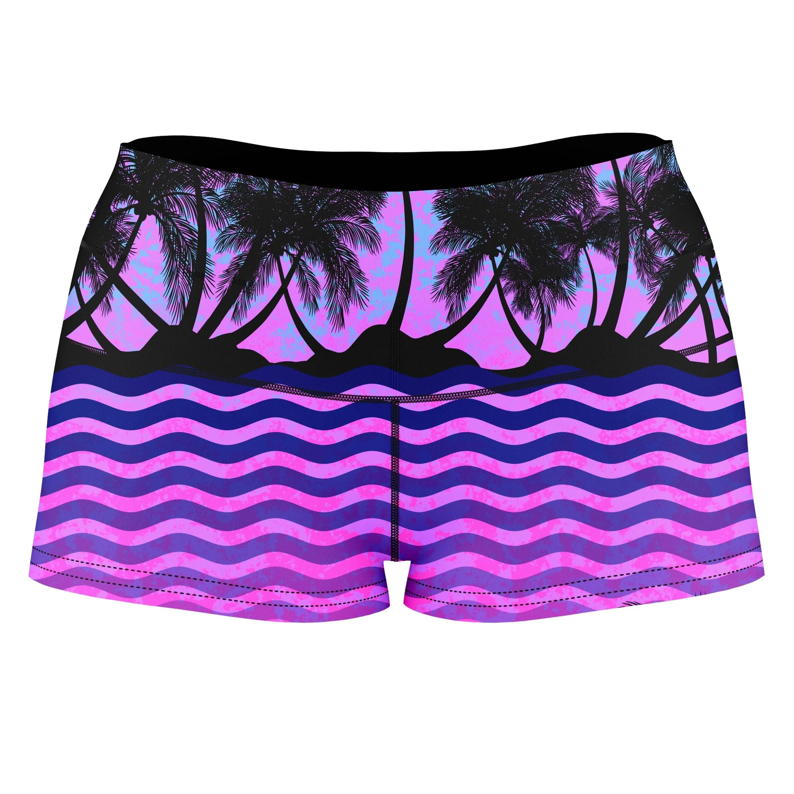 Paradise Palm Trees High-Waisted Women's Shorts