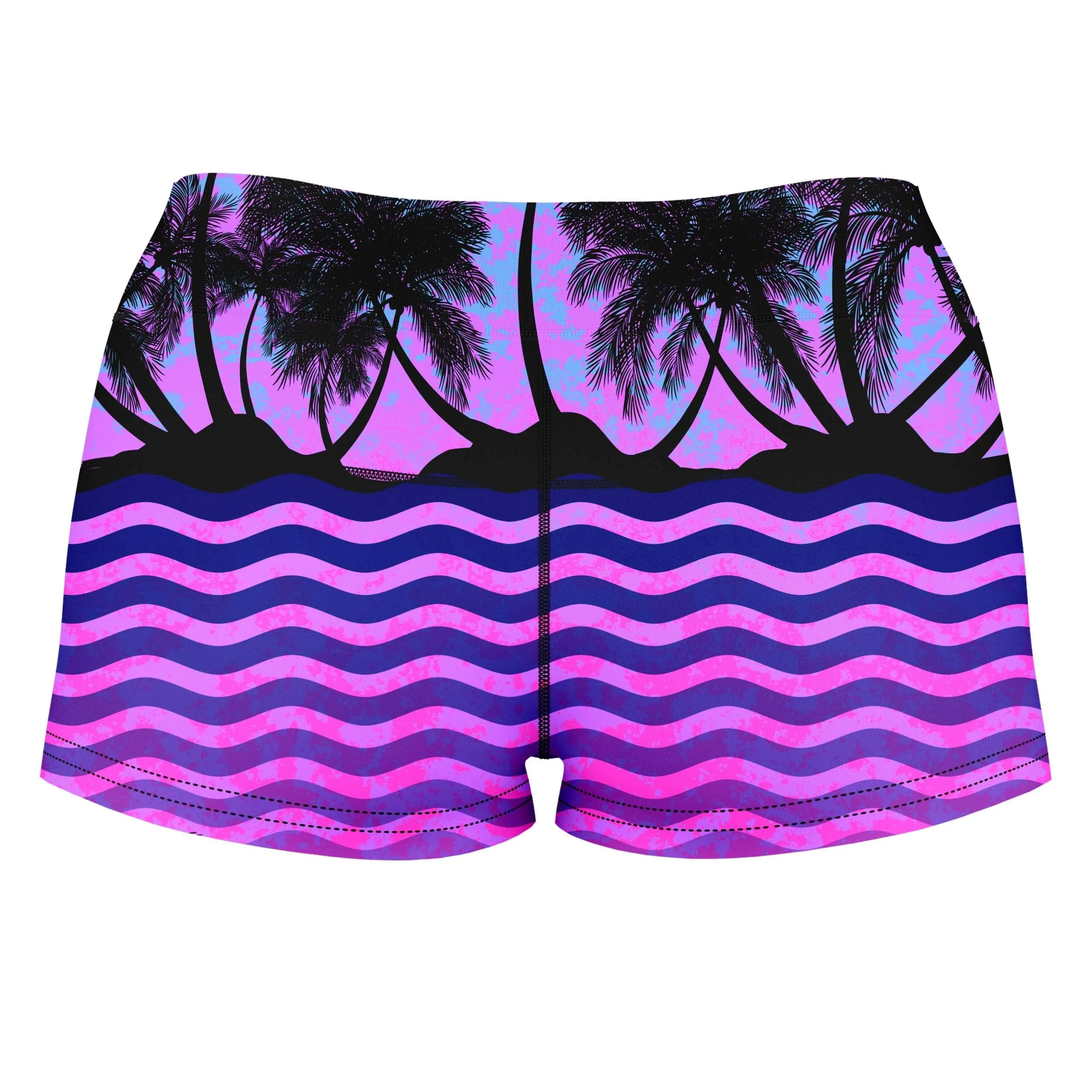 Paradise Palm Trees High-Waisted Women's Shorts