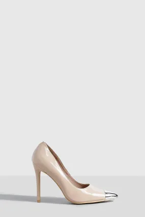 Patent Toe Cap Detail Stiletto Pumps