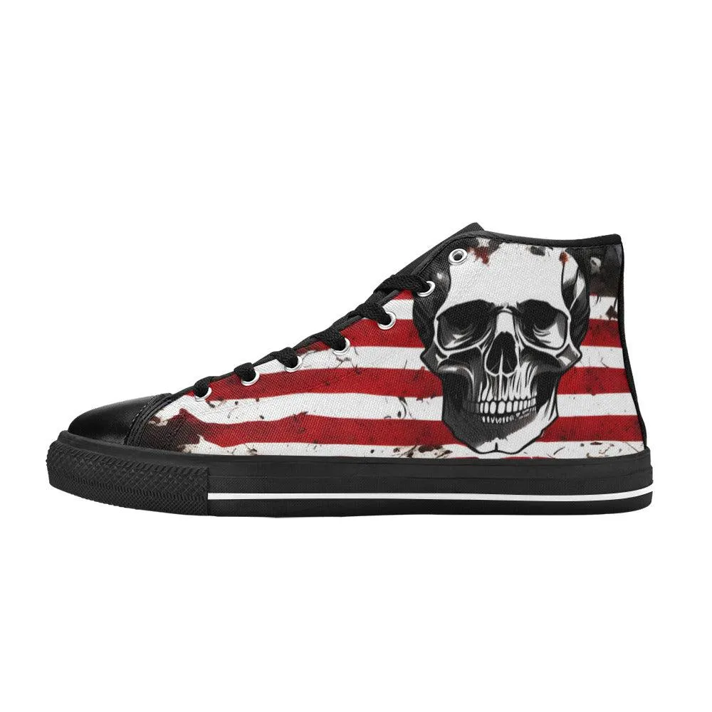 Patriotic Skull Art Women: American Flag Women Skull Art.