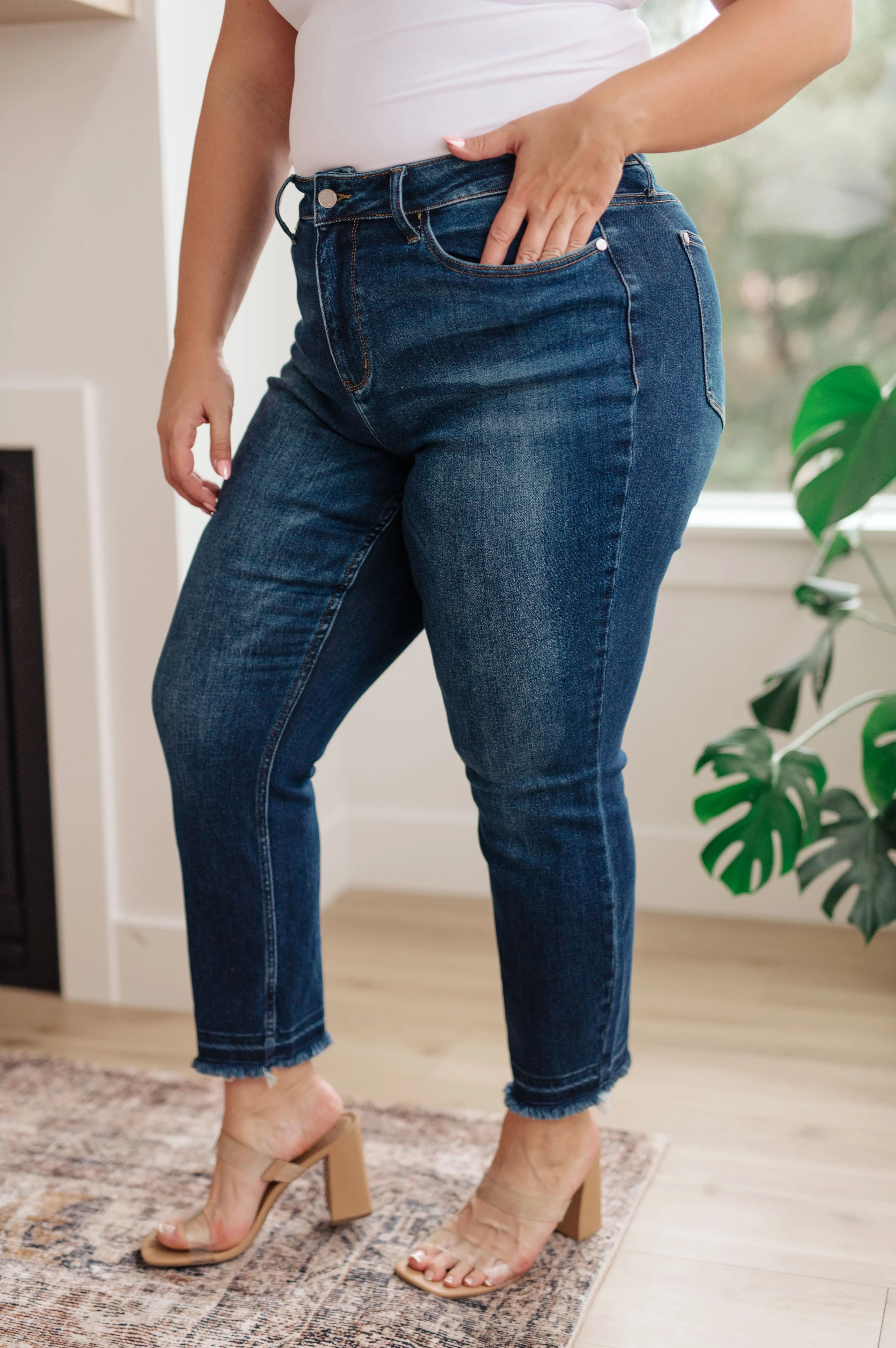 Phillipa High Rise Slim Jeans with Release Hem