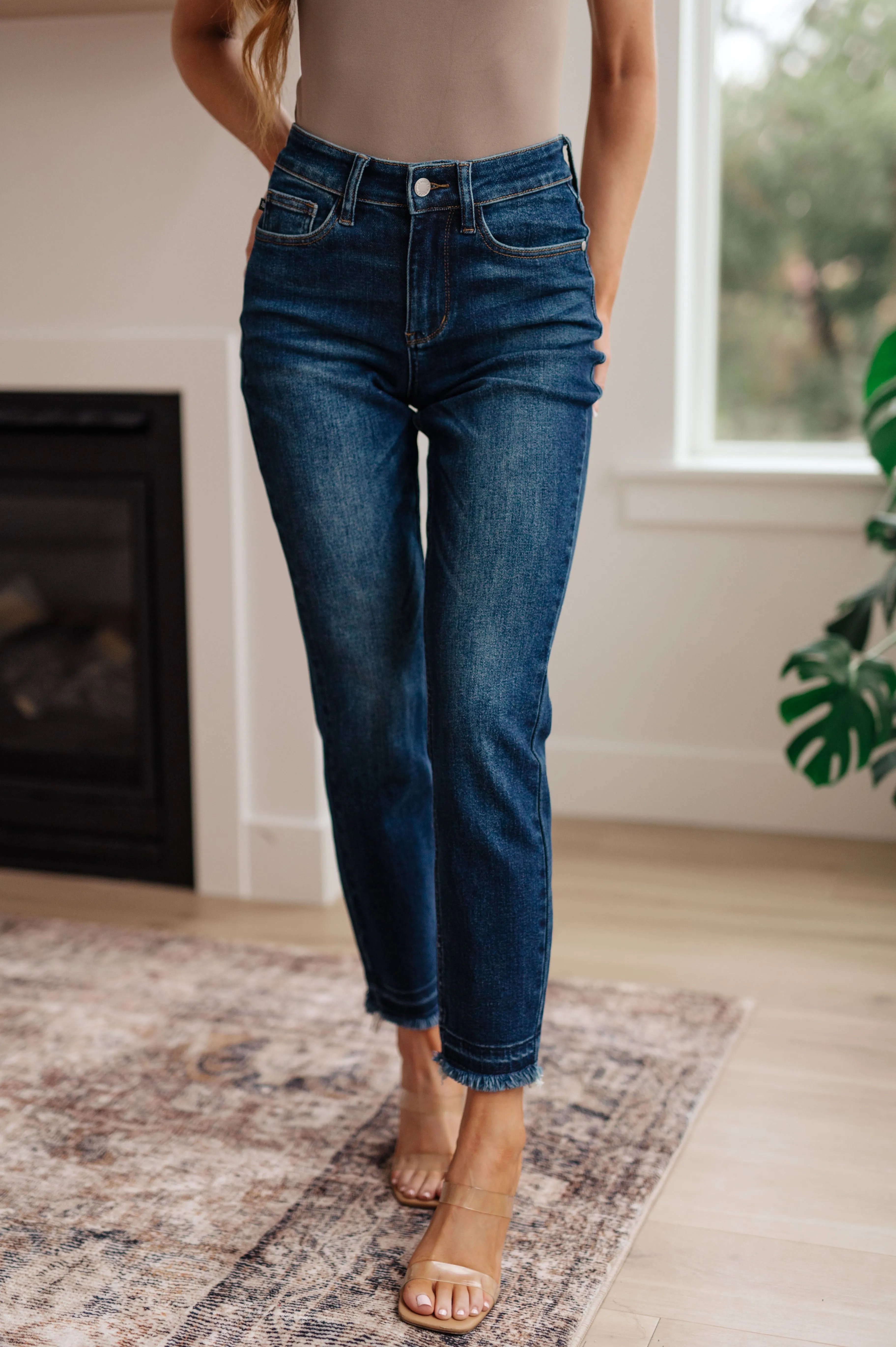 Phillipa High Rise Slim Jeans with Release Hem