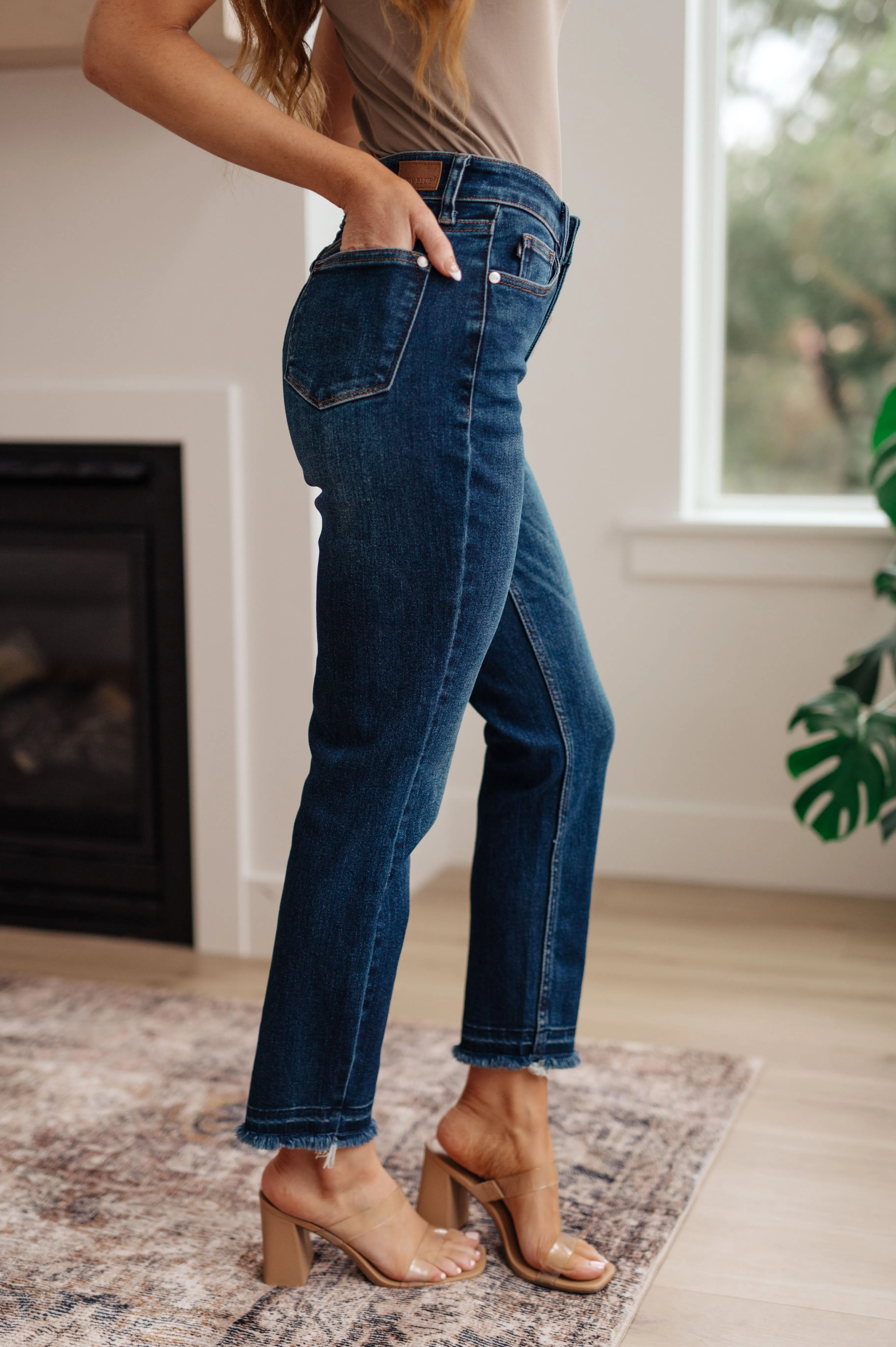 Phillipa High Rise Slim Jeans with Release Hem