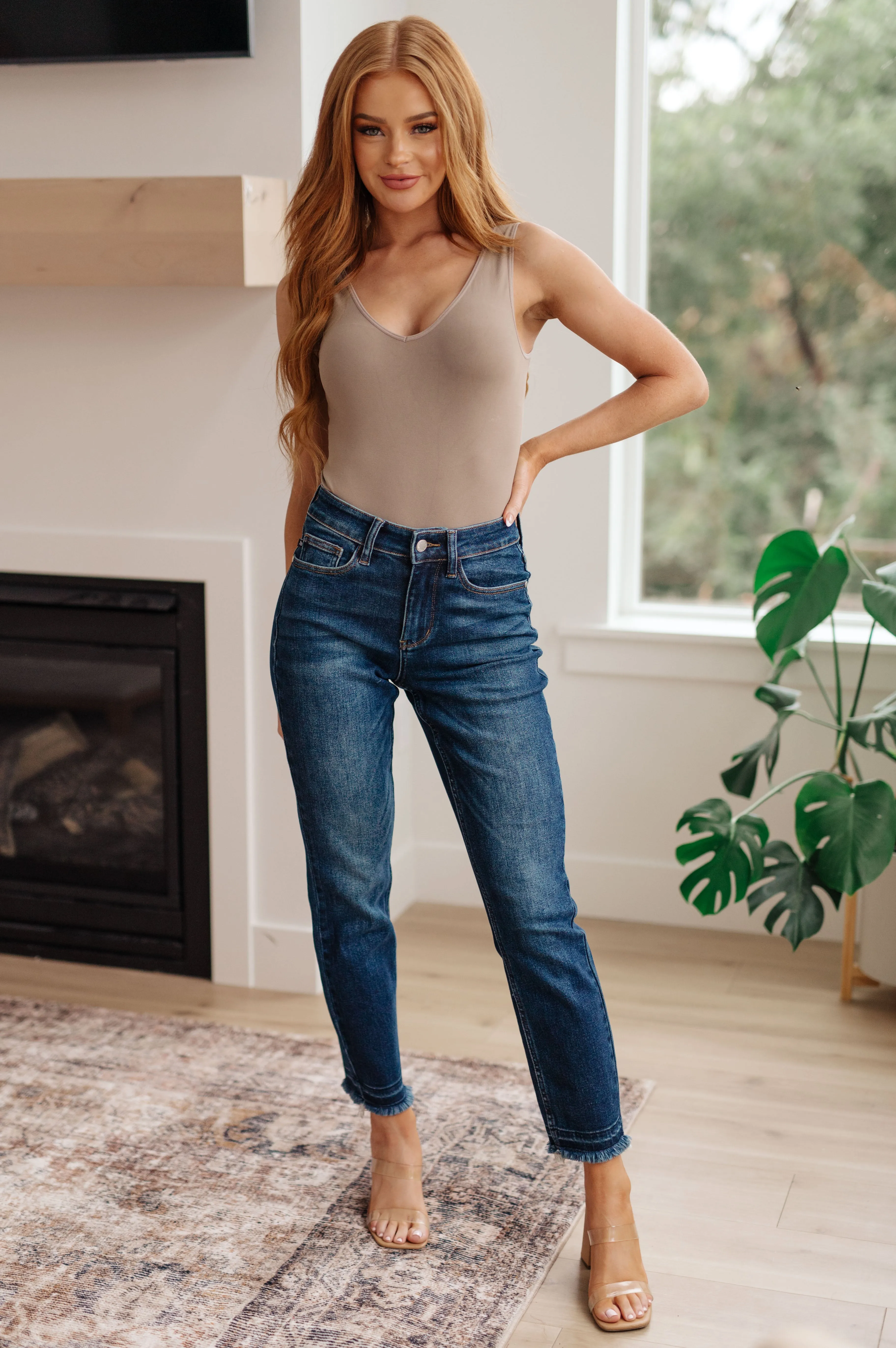 Phillipa High Rise Slim Jeans with Release Hem