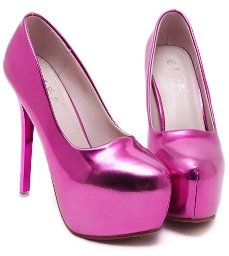 Shiny Pink Metallic Stiletto Heels for Weddings