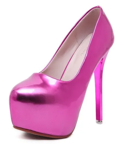 Shiny Pink Metallic Stiletto Heels for Weddings