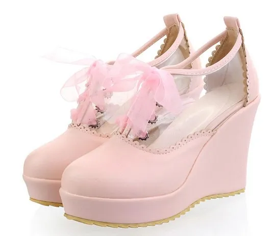 Pink Khaki Transparent Lolita Platforms