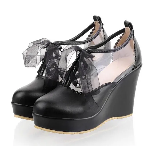 Pink Khaki Transparent Lolita Platforms