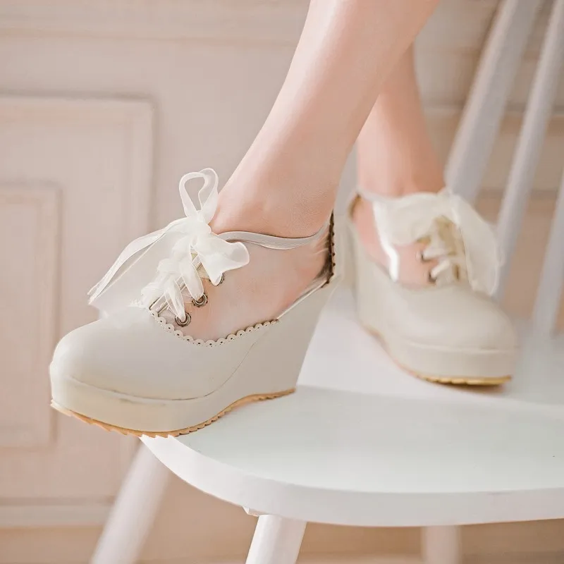 Pink Khaki Transparent Lolita Platforms