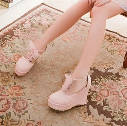 Pink Khaki Transparent Lolita Platforms