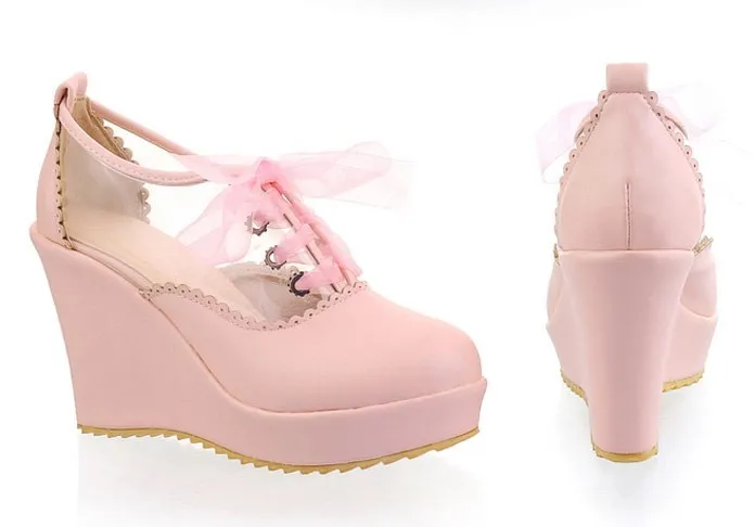 Pink Khaki Transparent Lolita Platforms