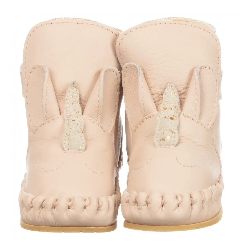 Pink Leather Unicorn Boots