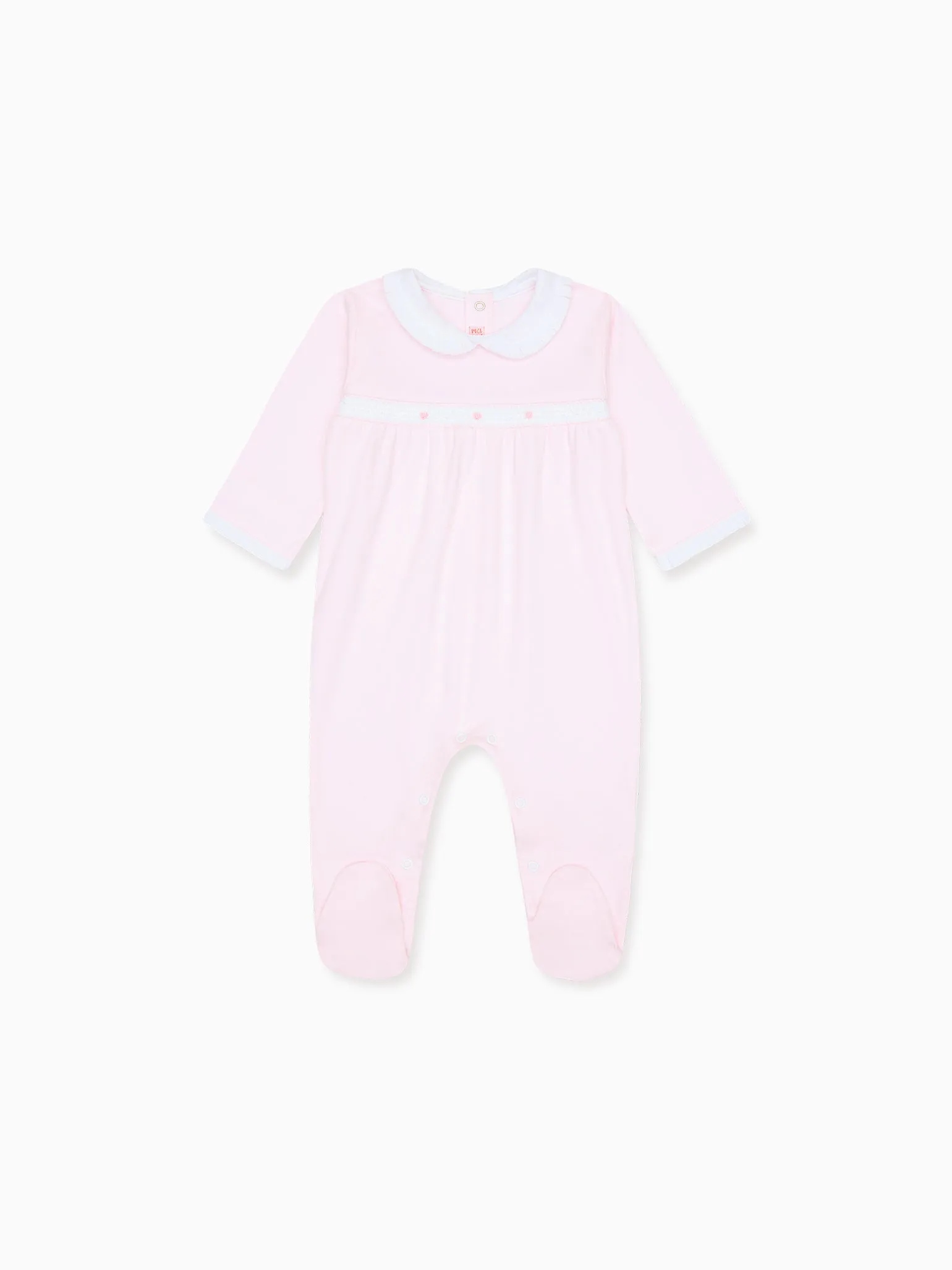 Pink Rosalia Smock Baby Girl Sleepsuit