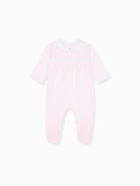 Pink Rosalia Smock Baby Girl Sleepsuit