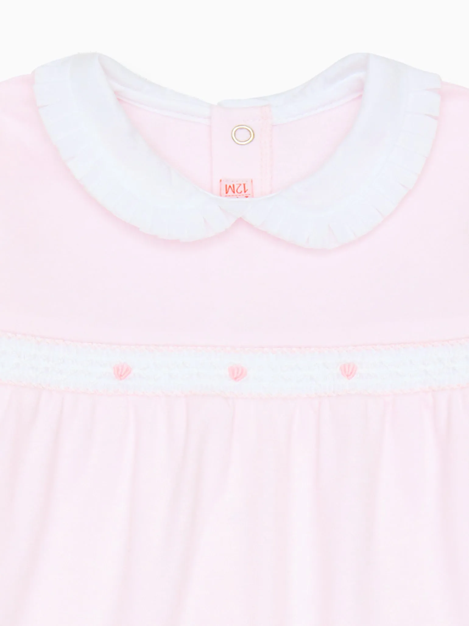 Pink Rosalia Smock Baby Girl Sleepsuit