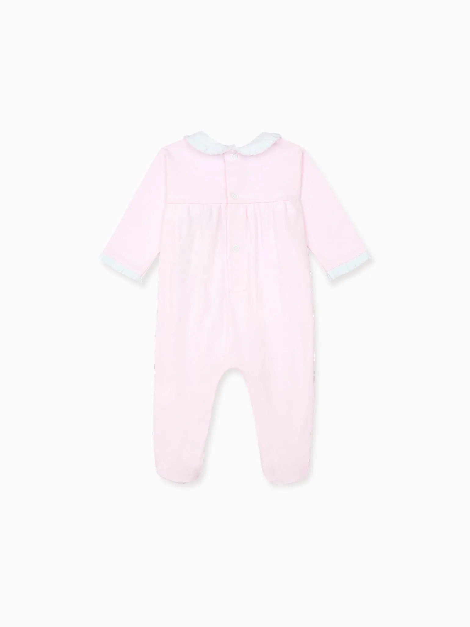 Pink Rosalia Smock Baby Girl Sleepsuit