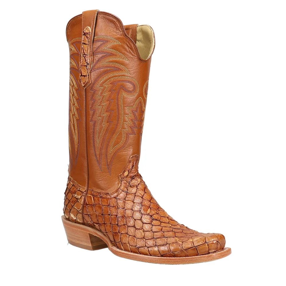 Pirarucu Embroidered Narrow Square Toe Cowboy Boots