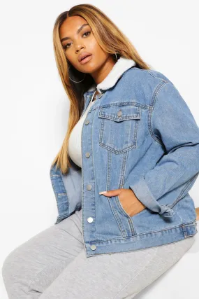 Plus Denim Borg Jacket