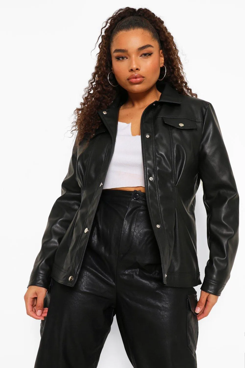 Plus Western Faux Leather Jacket