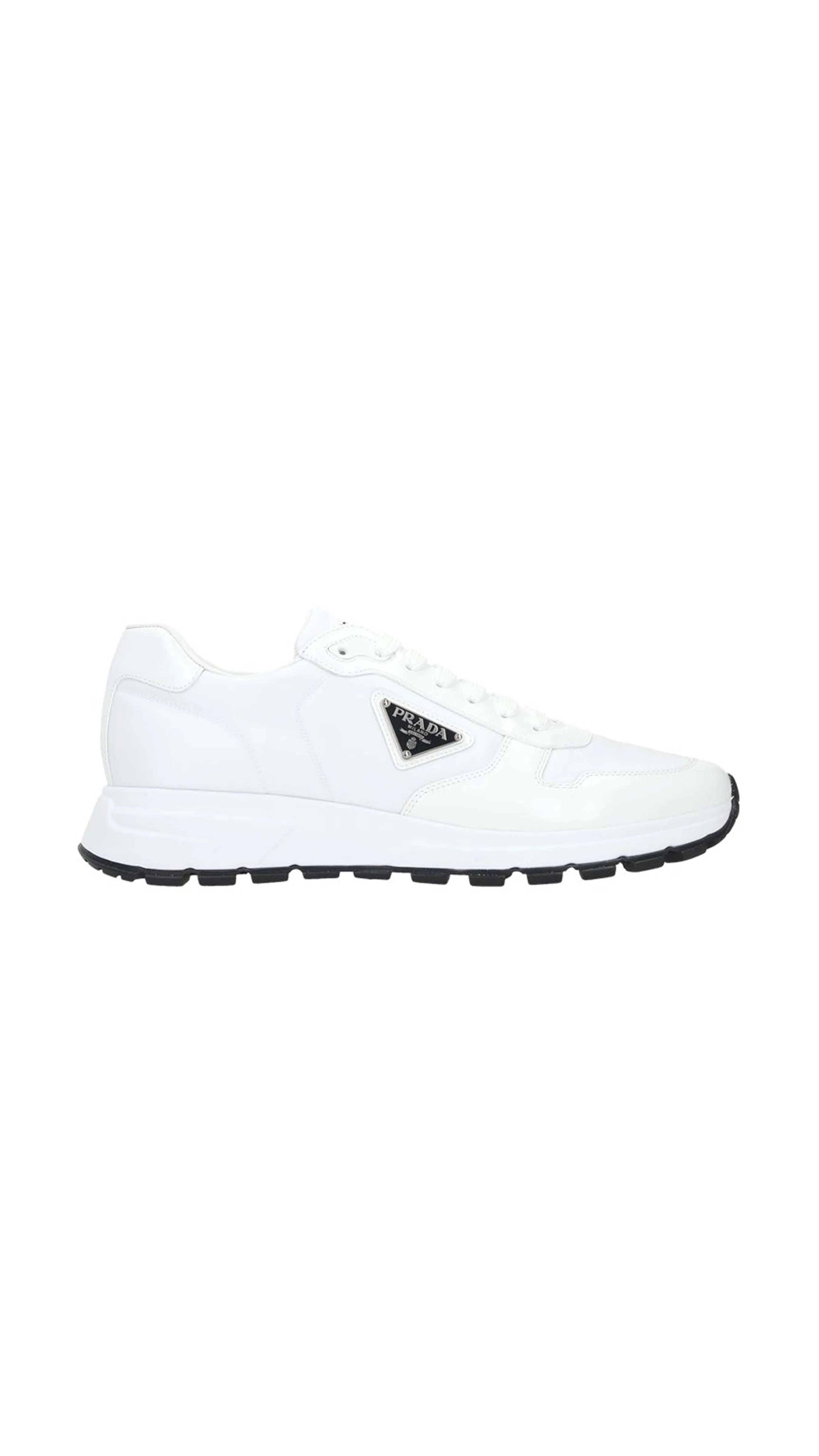 Prax 01 White Nylon & Leather Sneakers