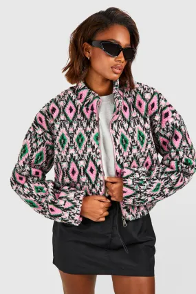 Printed Faux Fur Teddy Jacket