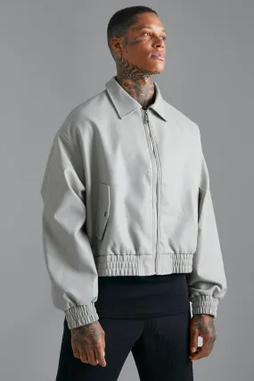 Pu Bomber Jacket With Balloon Sleeve