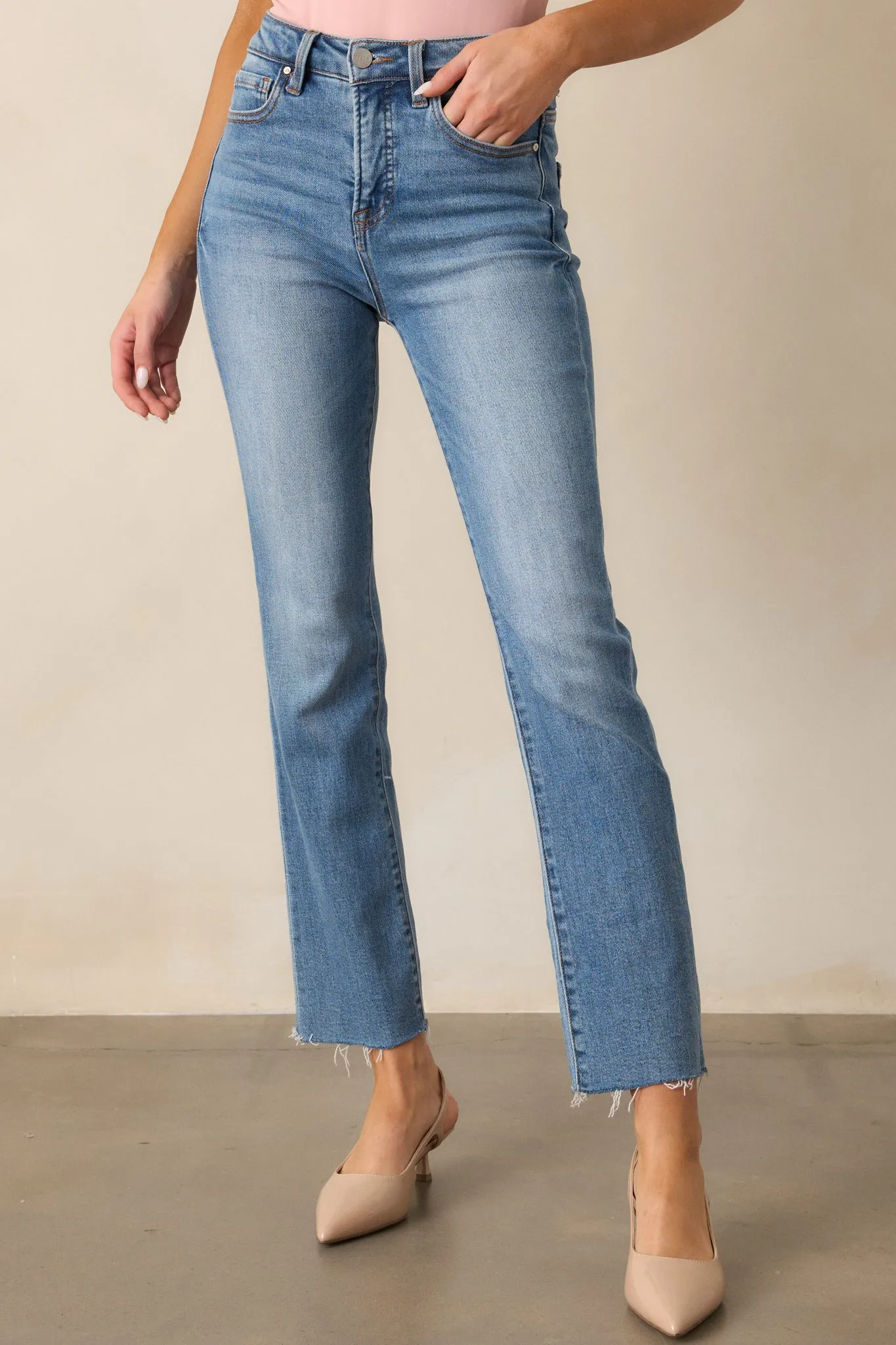 Push The Limit Medium Wash Straight Leg Jeans