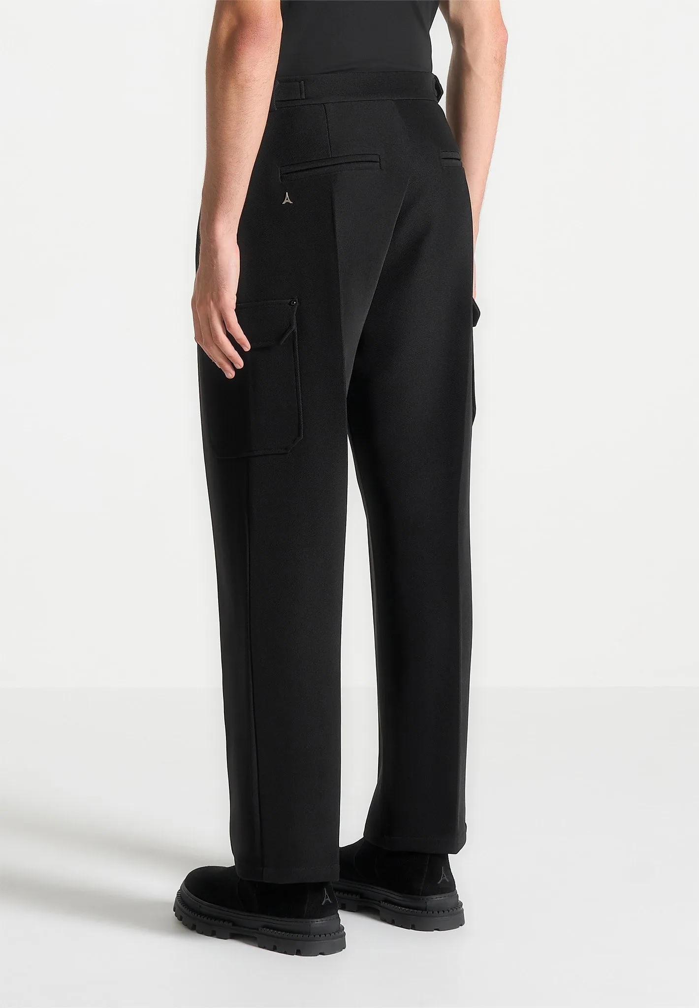 Relaxed Fit Twill Pocket Trousers - Black