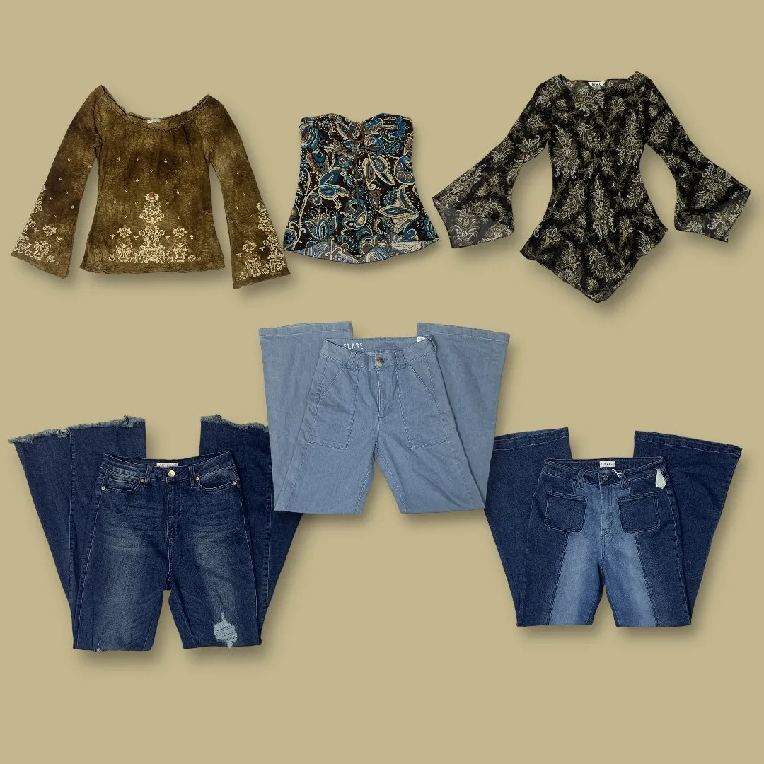 Retro Y2K blouse and flared jeans (GRV-5-056)