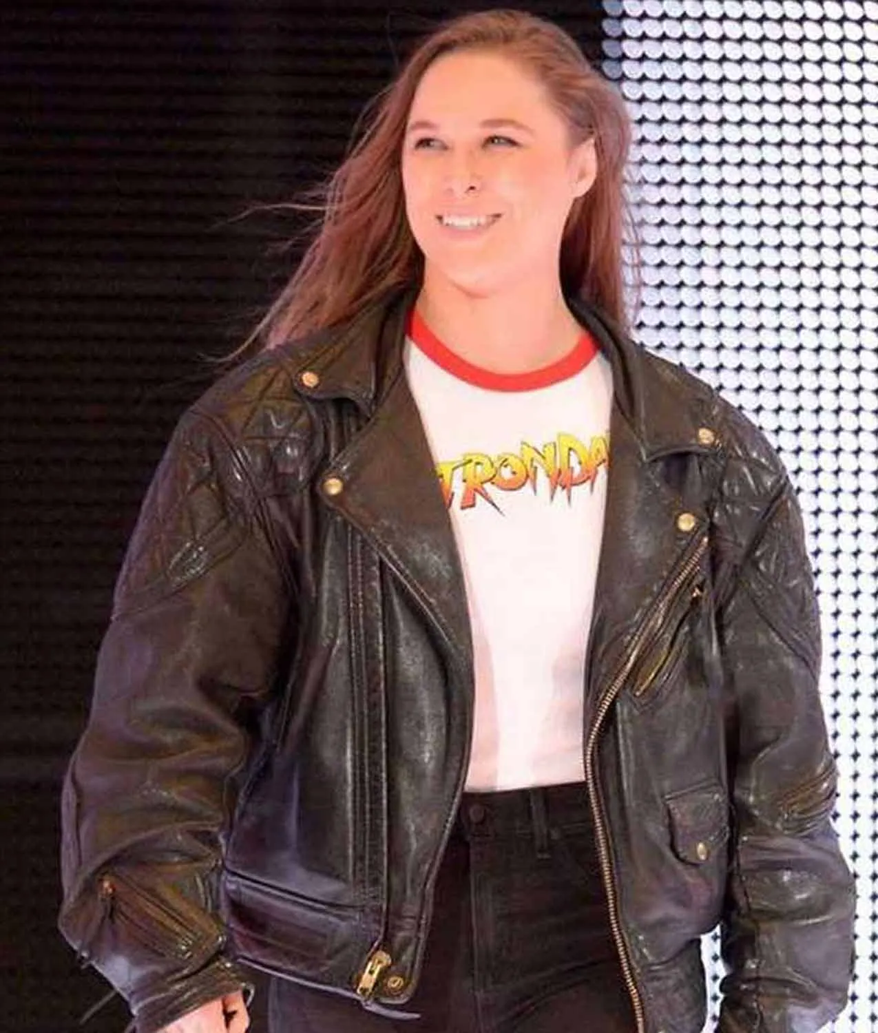 Womens Leather Ronda Rousey Bomber Jacket