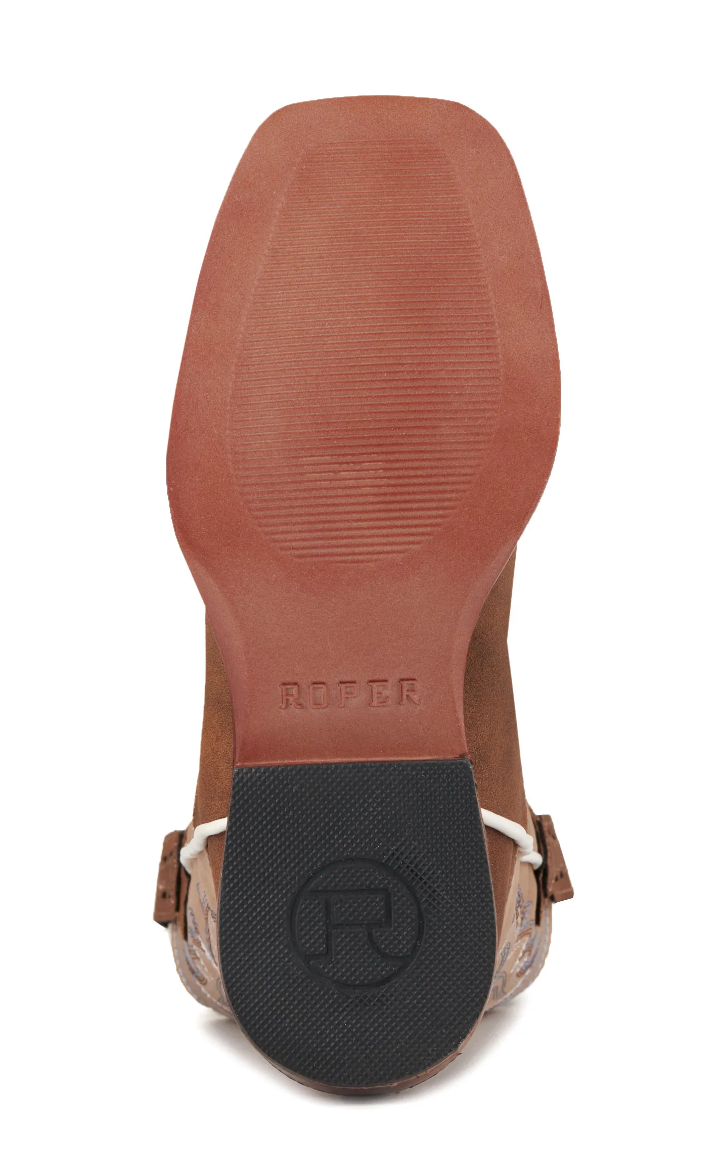 Roper Children's Brown Tan Faux Leather Square Toe Cowboy Boots.