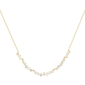 Rosecut Diamond Necklace Featuring 23 Rosecut Diamonds Set in Gradation in 14 Karat Yellow Gold