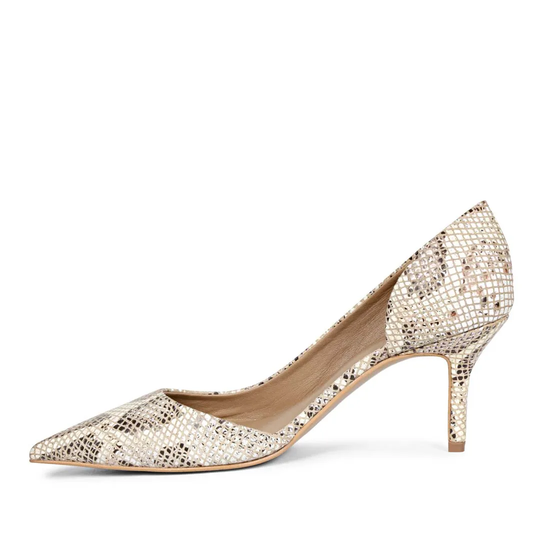 Saint Layla Beige Snake Print Leather Pumps