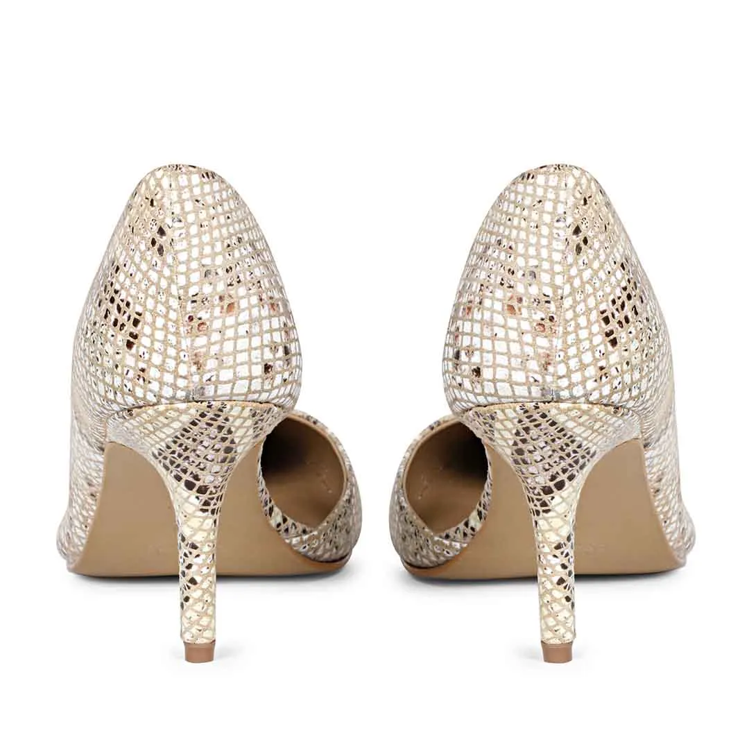 Saint Layla Beige Snake Print Leather Pumps