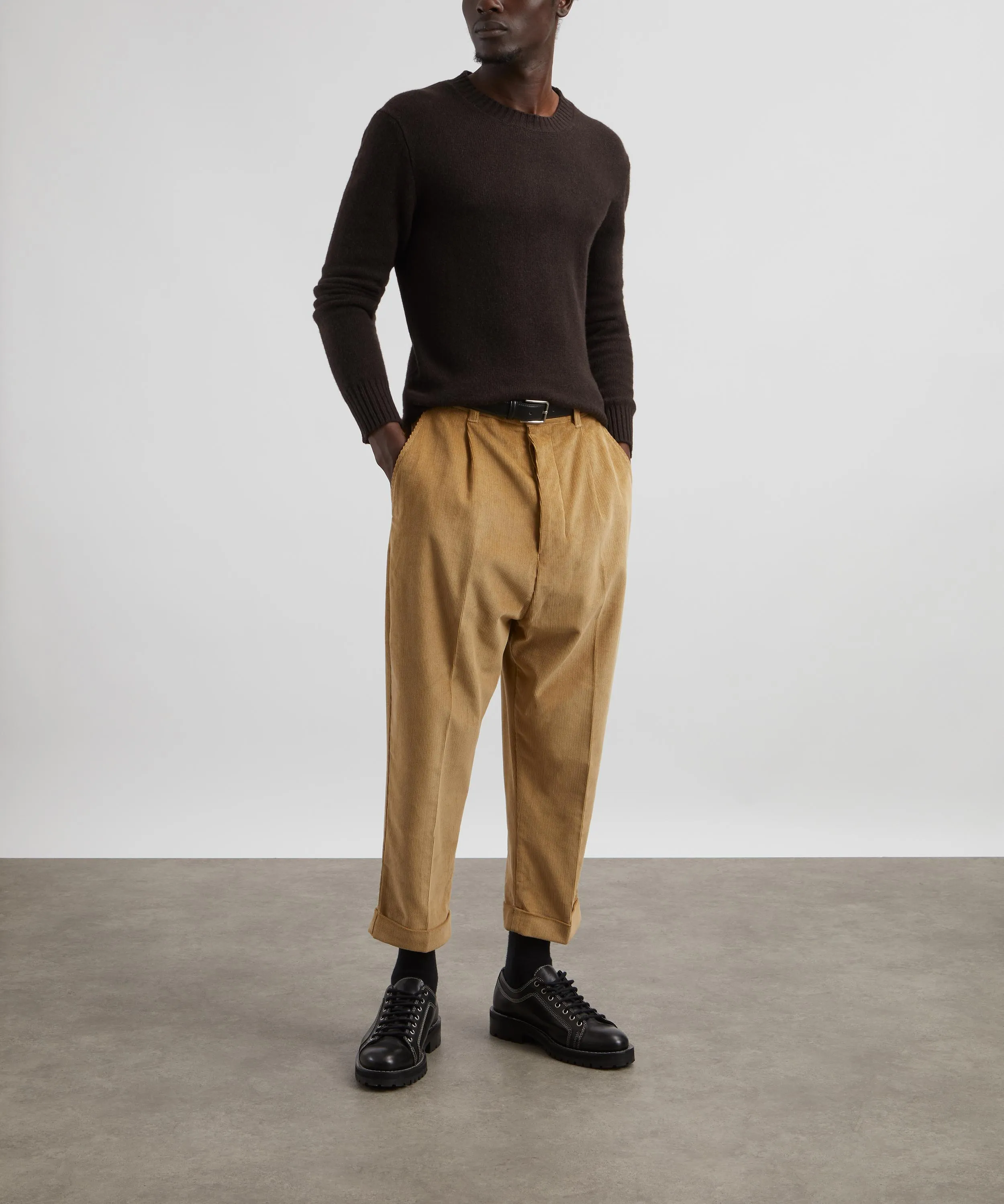 Sand Cotton Corduroy Carrot Oversized Trousers