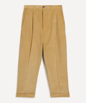 Sand Cotton Corduroy Carrot Oversized Trousers