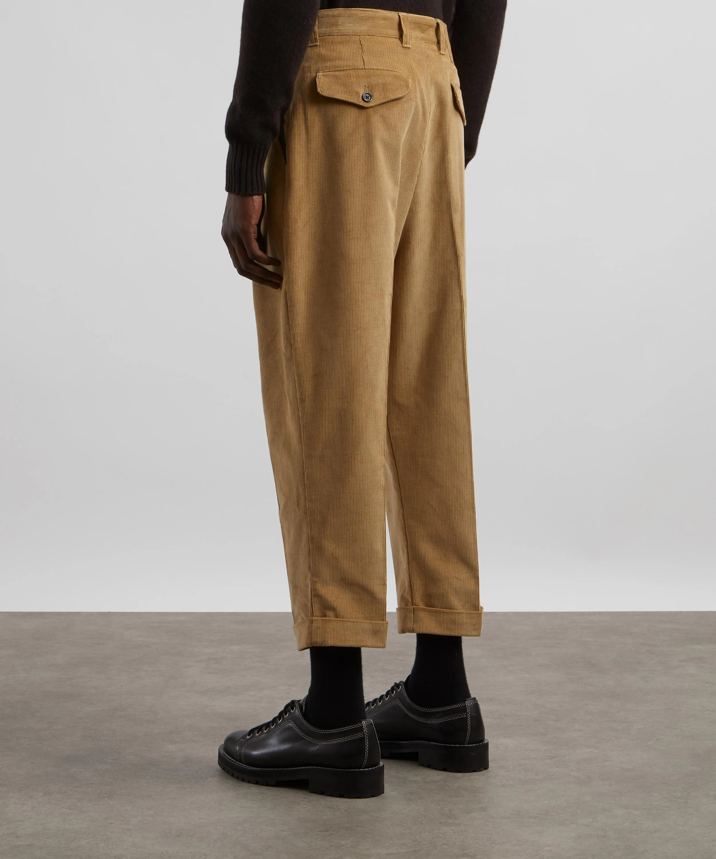 Sand Cotton Corduroy Carrot Oversized Trousers