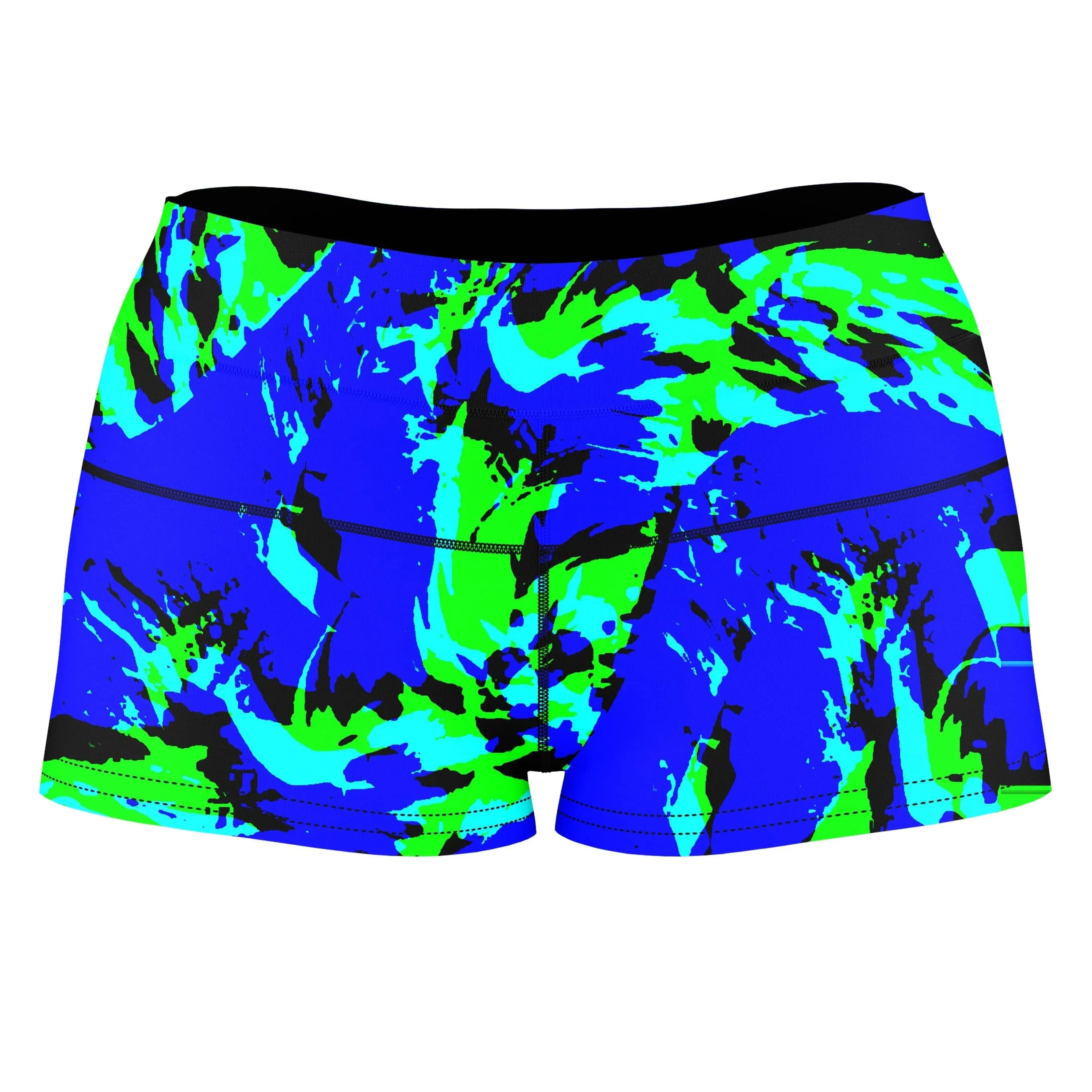 Sea Splatter Rave Graffiti High-Waisted Women's Shorts