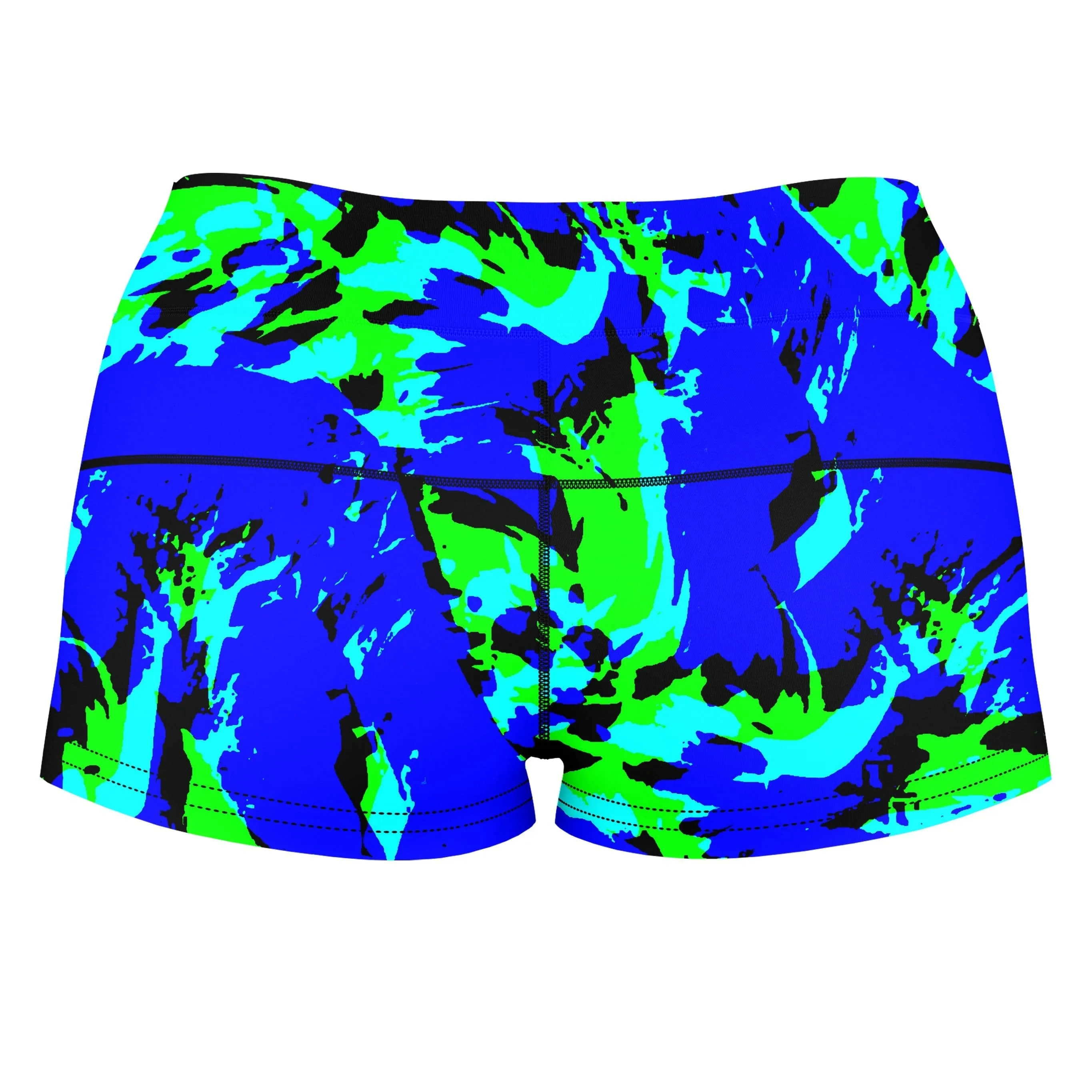 Sea Splatter Rave Graffiti High-Waisted Women's Shorts