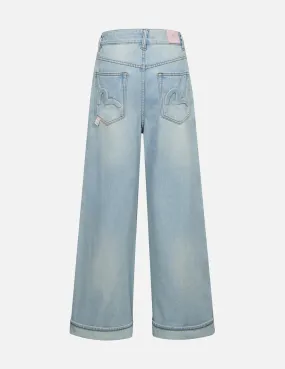 Seagull Embossed Baggy Jeans