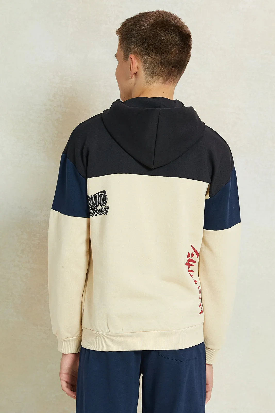 Senior Boys Beige Naruto Hooded Sweatshirt