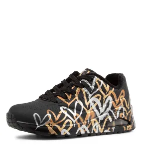 SKECHERS Uno Black Gold Sneakers