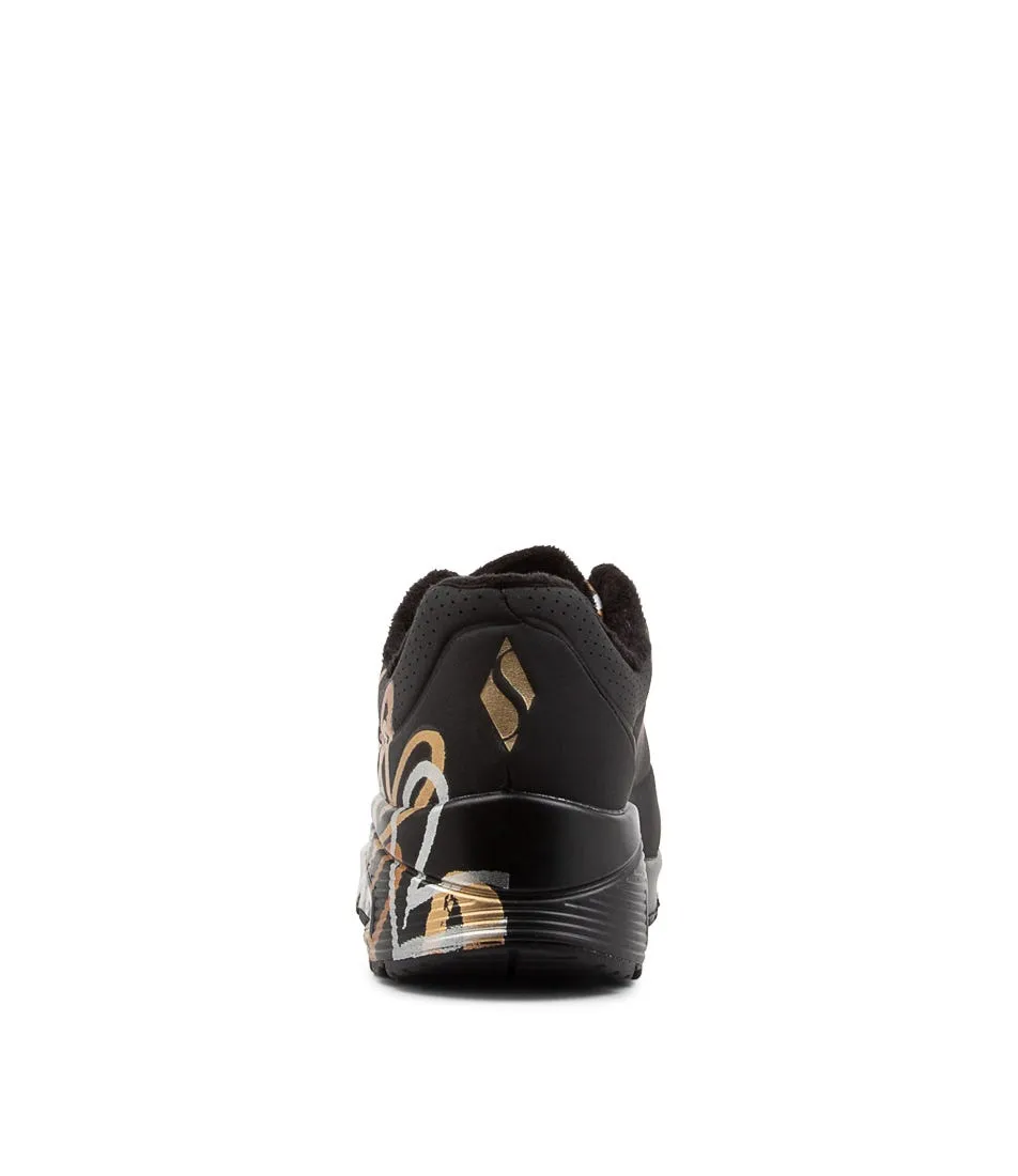 SKECHERS Uno Black Gold Sneakers