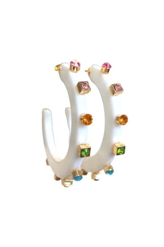 Small City Girl Jewel Hoop Earrings