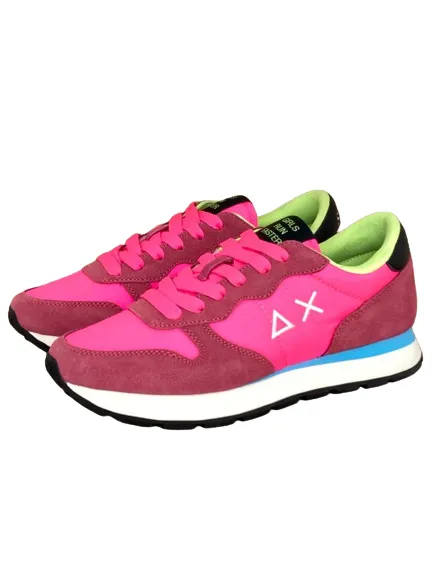 Fluorescent Pink Solid Nylon Ally Sneakers